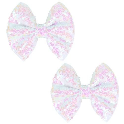 Miniatura 8 de Love Fairy - Horquilla con lazo con brillantina, una pinza para el cabello con lazo de lentejuelas brillantes, 5 pulgadas, perfecta para niñas, Negro