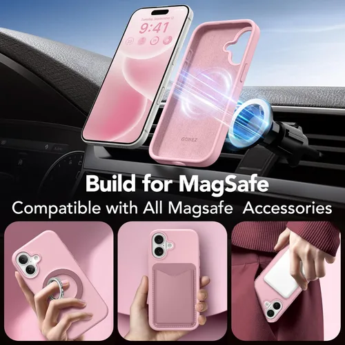 Miniatura 752 de GONEZ Funda de silicona para iPhone 15 Pro Max, compatible con Magsafe, protector de cámara + protector de pantalla, forro de microfibra suave