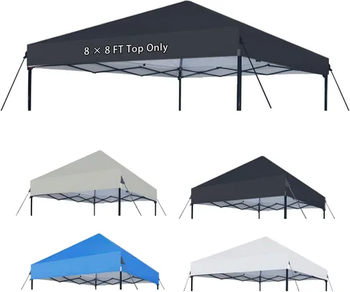 Joramoy Toldo de repuesto de 8 x 8 pulgadas, cubierta impermeable para tienda de campaña desplegable con cuerdas resistentes al viento para marco de