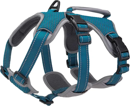 Miniatura 12 de Arnés de perro multiusos con soporte, arnés reflectante a prueba de escapes sin tirones ajustable con asa duradera, arnés para caminar para perros