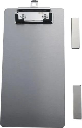 Miniatura 8 de Portapapeles magnéticos de acero inoxidable de 4x6, portapapeles de metal mini con clip de perfil bajo 304, pizarra negra para nevera, plantillas