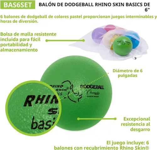 Miniatura 4 de Champion Sports Rhino Skin Dodgeball Set – 6 Soft Foam Balls with Durable Coating, 6" or 7" for Gym, Playground Play