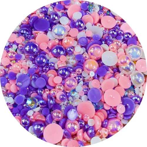 Miniatura 20 de Cuentas de resina con diamantes de imitación, mitad redonda, cuentas de perlas planas de 30 g, cuentas de media perla con diamantes de imitación
