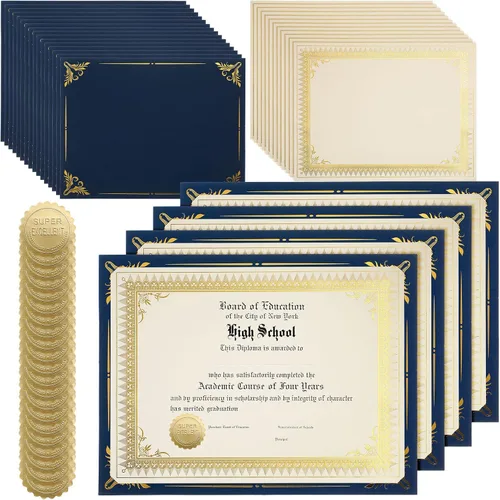 Miniatura 8 de Fainne El kit de 50 juegos de certificados incluye 50 soportes para certificados de 9.5 x 12 pulgadas, 50 papeles de tamaño carta, 50 piezas