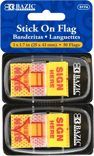 BAZIC Products Dispensadores de marcadores de página de neón, notas adhesivas para materiales de estudio, uso de oficina, firma aquí y suministros