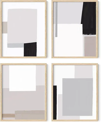Miniatura 44 de HAUS AND HUES Arte abstracto para pared en blanco y negro, juego de 4 pósteres minimalistas en blanco y negro para paredes, pósteres estéticos Juego