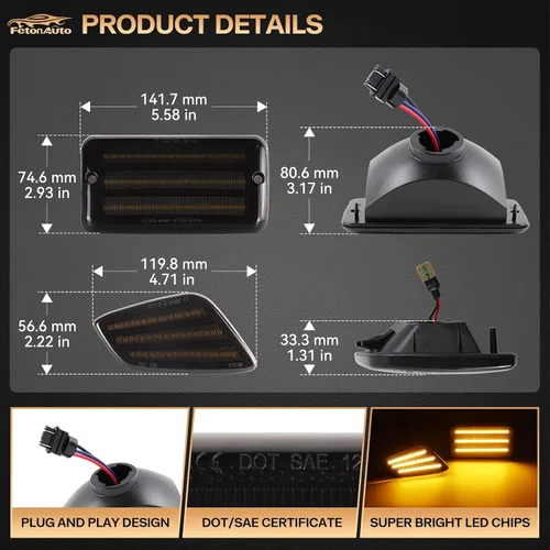 Miniatura 3 de Luces LED de señal de giro para Jeep Wrangler TJ 1997 1998 1999 2000 2001 2002 2003 2004 2005 2006, lente ahumada ámbar DRL luz de estacionamiento