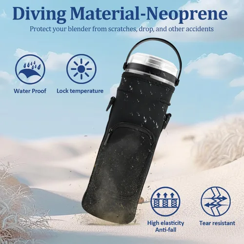 Miniatura 4 de Funda de almacenamiento para licuadora portátil Ninja Blast con correa para el hombro y bolsillo para accesorios Compatible con Ninja Negro