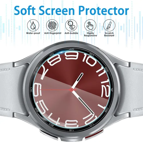 Miniatura 4 de Suoman 4-Pack para Samsung Galaxy Watch 6 Classic 43mm Protector de pantalla, [Antiarañazos] 2.5D 9H Película protectora de vidrio templado