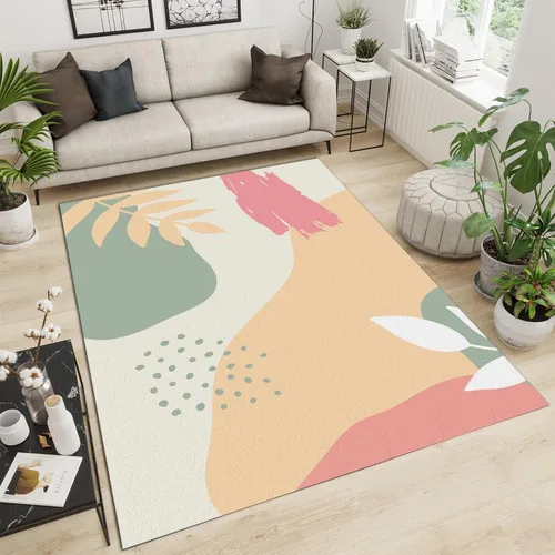 Miniatura 21 de Alfombra minimalista de lujo con diseño geométrico para sala de estar, alfombra moderna con estampado de mármol rosa dorado, alfombra rectangular