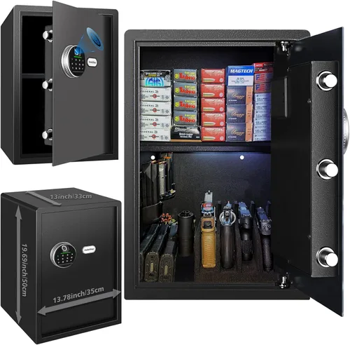 Miniatura 4 de Caja fuerte biométrica para el hogar, caja de seguridad con cerradura biométrica para armas, caja de dinero para joyas, armas de mano y efectivo