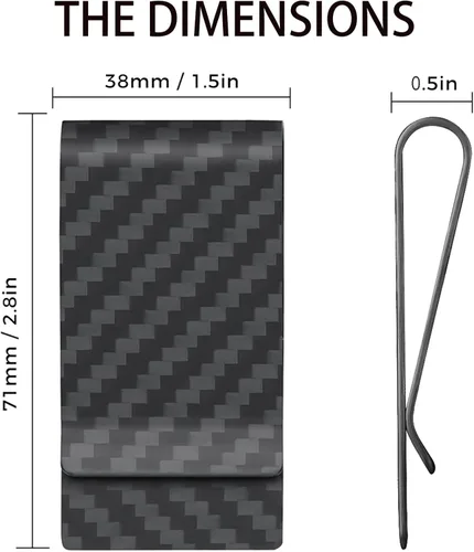 Miniatura 14 de CL CARBONLIFE Billetera de fibra de carbono con clip para dinero en efectivo y tarjeta de crédito, clip minimalista súper delgado y ligero