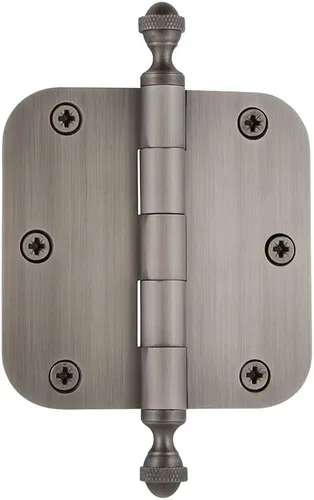 Grandeur Hardware 824304 Bisagra residencial con punta de bellota de 3.5 pulgadas con esquinas de radio de 5/8 pulgadas en peltre antiguo