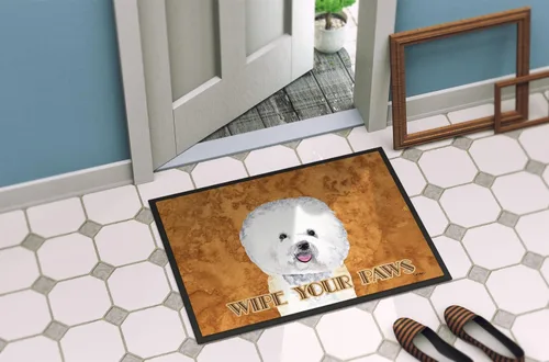 Miniatura 4 de Caroline's Treasures SC9135MAT - Felpudo de puerta de entrada Bichon Frise Wipe Your Paws de 18 x 27 pulgadas, para interiores y exteriores