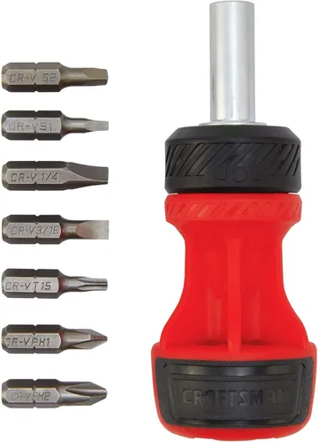 Miniatura 2 de CRAFTSMAN Destornillador de trinquete, juego de empuje y selección rechoncho con puntas múltiples, 8 piezas (CMHT68132)