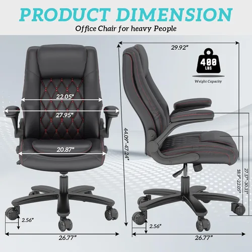 Miniatura 3 de GYI O205P - Silla de oficina ejecutiva de respaldo alto, silla de oficina grande y alta, 400 libras con ruedas de goma, sillas de escritorio