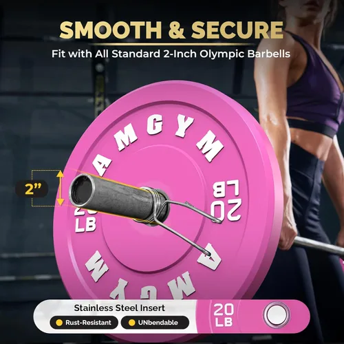 Miniatura 8 de Discos de peso olímpicos de 2 pulgadas y caucho para barras, discos para gimnasio en casa, entrenamiento de fuerza y levantamiento de pesas, 10 a