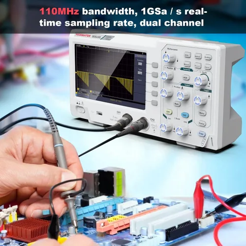 Miniatura 2 de HANMATEK DOS1102 - Osciloscopio digital con 110 MHz de ancho de banda, 2 canales y pantalla de 7 pulgadas / 18 cm, pantalla TFT-LCD, kit