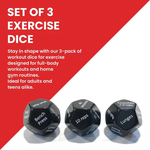 Miniatura 5 de Rubberbanditz - Dados de fitness para ejercicio y entrenamientos Tres atractivos dados de entrenamiento de cuerpo completo de 12 lados Ideal