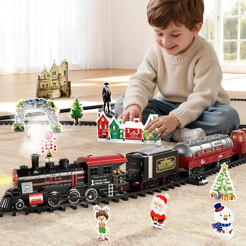 Miniatura 7 de NIPLOOOW Juego de tren para niños pequeños de 3 a 5 años, juguete de tren de aleación eléctrica con sonido realista, luces y humo para debajo