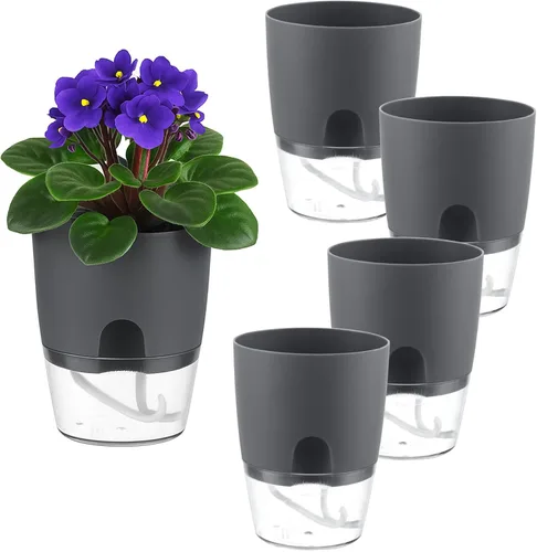 Miniatura 16 de Macetas de riego automático para plantas de interior, macetas para exteriores, paquete de 3 macetas de riego automático de 6 pulgadas, macetas