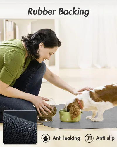 Miniatura 5 de Tapete absorbente de agua para perros, tapete para comida y agua, tapete de alimentación de mascotas de secado rápido, tapete de comida para perros