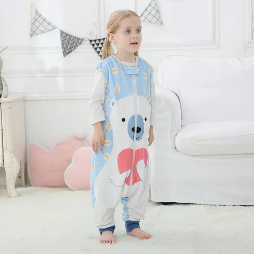 Miniatura 9 de MICHLEY - Saco de dormir para niños pequeños con pies, recién nacidos, bebés sin mangas, saco de dormir con cremallera de 2 vías, manta portátil Oso