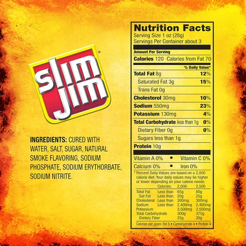 Miniatura 2 de Slim Jim Charqui de tocino ahumado, sabor a madera de nogal, 10g de proteína por porción, 2.75 onzas (1 unidad)