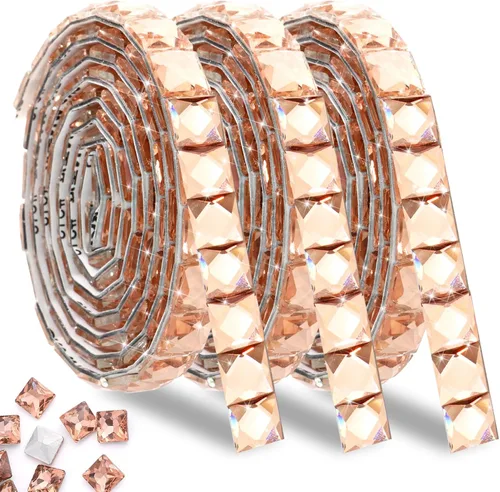 Miniatura 13 de FULZTEY Cintas de diamantes de imitación con brillo, 270 piezas de cinta de cristal de vidrio para manualidades DIY, cinta adhesiva de diamantes