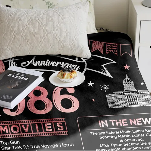 Miniatura 4 de Manta de 40 aniversario, regalo para el 40 aniversario de boda, rubí, boda, cuarenta años de matrimonio, regalos para pareja, esposa, marido, papá