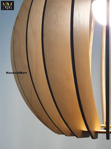 Miniatura 3 de Lámpara colgante de madera Iluminación colgante Lámpara de madera moderna Lámpara colgante Lámpara moderna de mediados de siglo Pantalla