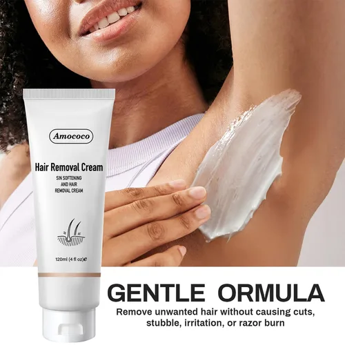 Miniatura 3 de Kit de crema depilatoria sin dolor, crema depilatoria eficaz para mujeres y hombres, formulada con pepino para una piel suave, removedor de vello