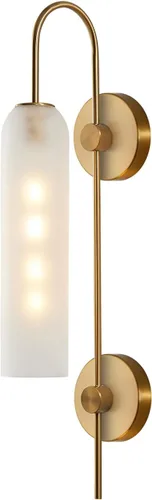 BOKT Lámpara de Pared Moderna de Mediados de Siglo de 1 Luz Montada en Pared de Metal Dorado Cepillado Aplique de Pared Iluminación Minimalista Anti