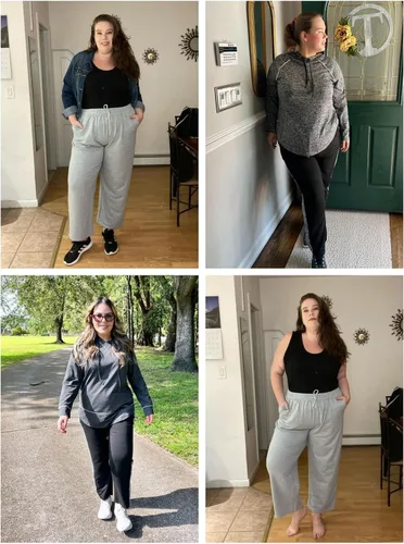 Miniatura 3 de FOREYOND Pantalones deportivos de talla grande para mujer, pantalones de yoga de pierna ancha, pantalones de entrenamiento de punto con cordón