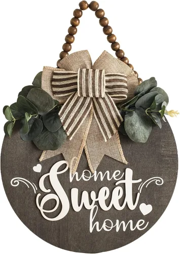 Miniatura 11 de Cartel de Bienvenida para Puerta Delantera con Decoración de Corona para Todas las Estaciones Decoración de Porche Delantero Colgante Regalo