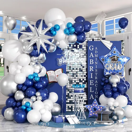 Miniatura 12 de Kit de arco de globos rojo y azul, kit de guirnalda de globos rojo, blanco y azul, globos dorados arena, globos azul marino y blancos para Día