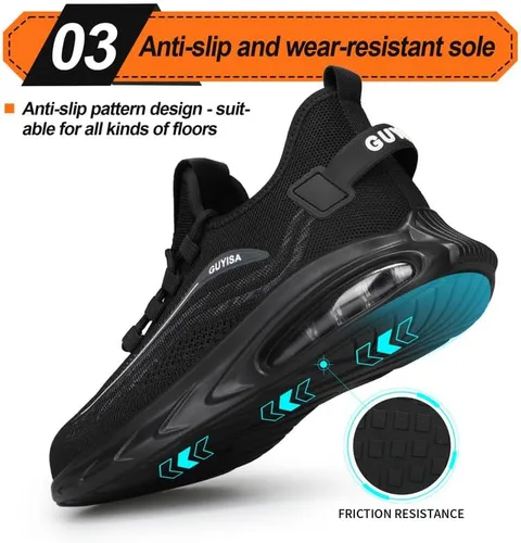 Miniatura 4 de Zapatos deportivos con punta de acero para hombre, zapatos ligeros para hombre, zapatos de trabajo cómodos, zapatos de seguridad con amortiguación
