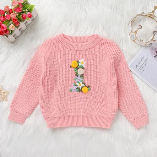 Miniatura 60 de Suéter de primer cumpleaños para bebés y niñas de un año de edad, sesión de fotos, otoño e invierno