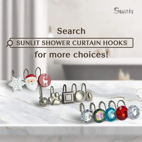 Miniatura 6 de Sunlit Diseño de lujo redondo azul turquesa diamante gema brillante con bolas deslizantes ganchos para cortina de ducha para cortinas de ducha