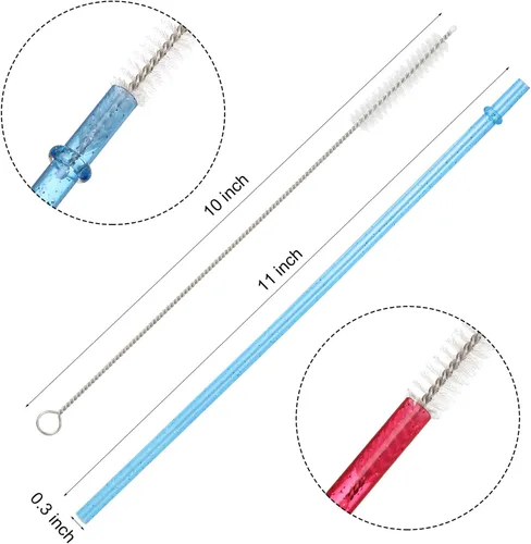 Miniatura 3 de 48 pajillas de plástico reutilizables de 11 pulgadas sin BPA, pajillas de purpurina coloridas para tarros y vasos de 40/30/24 onzas, con cepillo
