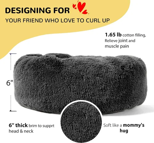 Miniatura 2 de Hachikitty Calming Donut Cuddler - Cama para perros medianos, 24 pulgadas