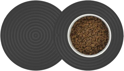 Paquete de 2 tapetes de silicona para comida para gatos, tapetes antideslizantes para alimentos y agua, tapete de alimentación para gatos para