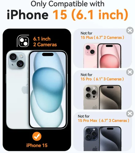 Miniatura 2 de CANSHN Funda mejorada para iPhone 15 [protección completa de la cámara] [mate translúcido] Funda protectora a prueba de golpes para iPhone 15 de 6.1