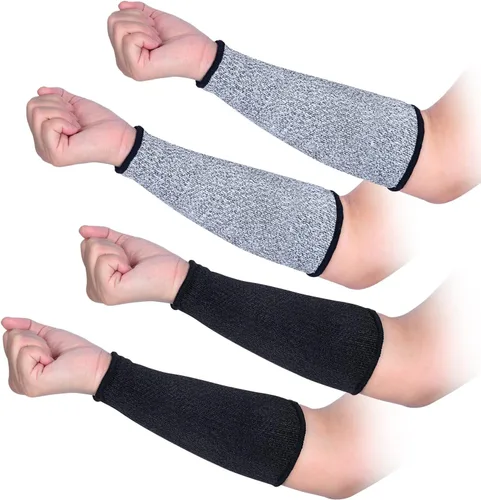 2 pares de fundas protectoras de antebrazo resistentes a cortes, protección de nivel 5, mangas largas de 10 pulgadas, cómodas y elásticas,