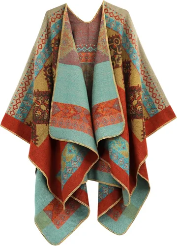 Miniatura 182 de Poncho chal para mujer, suéteres suaves y cálidos para mujer, parte delantera abierta, poncho de viaje para otoño, invierno y primavera