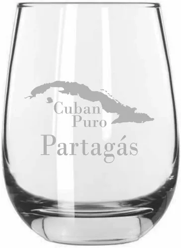 Miniatura 8 de Bolivar - Vaso de vino sin tallo con temática de cigarro cubano grabado de 15.25 onzas