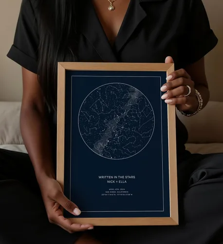 Miniatura 4 de CELESTORY Mapa de estrellas personalizado enmarcado con impresión nocturna del cielo, mapa de constelación, carta estelar, regalo de arte de pared