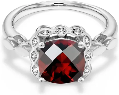 Miniatura 36 de Gem Stone King Anillo de compromiso de plata de ley 925 de 0.315 in con piedra natal y zafiro blanco creado Anillo de compromiso de boda