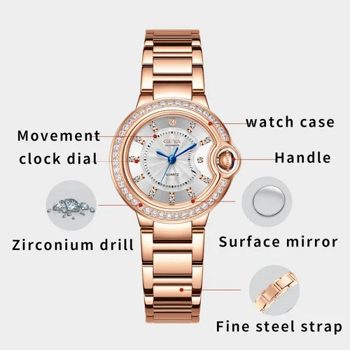 Miniatura 6 de Redhai Women Watches Analog Quartz Watch Mosaic with Diamonds Pearl Bracelet Dress Watch for Female Waterproof Wristwatch with Rhinestones Bracelet