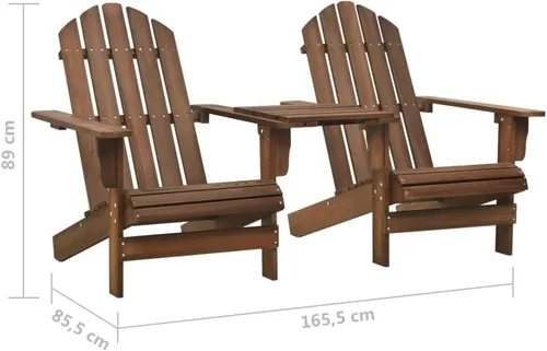 Miniatura 2 de Sillas de césped, muebles de porche, juego de muebles de patio, sillas Adirondack con mesa de té, madera maciza, abeto marrón para cocina al aire